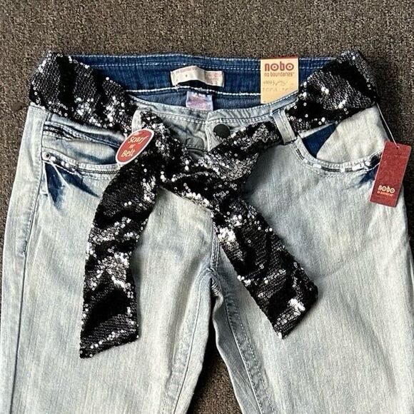 NOBO Sequin Accent Skinny Jeans with Belt size 9 - Picture 2 of 7